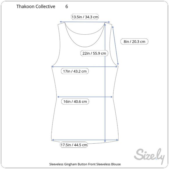Thakoon Collective Blue & White Gingham Button-Down Sleeveless Designer Top Sz 6 - Picture 8 of 8